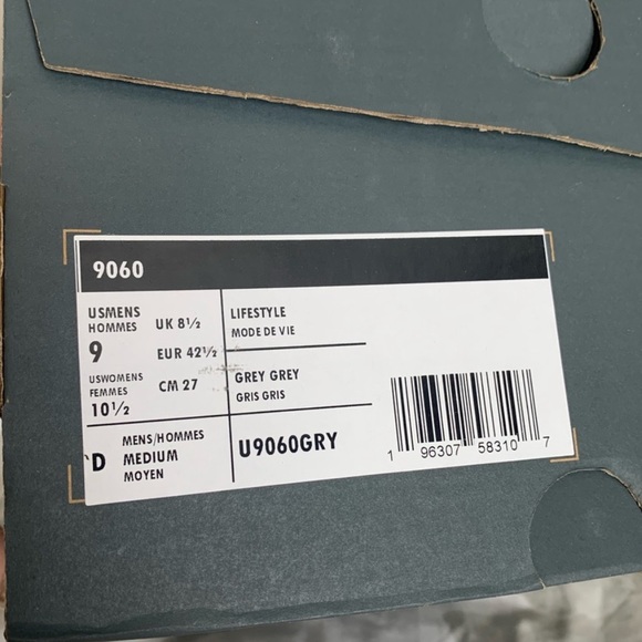 New balance 9060 rain cloud castle rock gray white sneakers women’s 10.5 men’s 9 - Picture 5 of 7